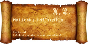 Malitsky Mátyás névjegykártya